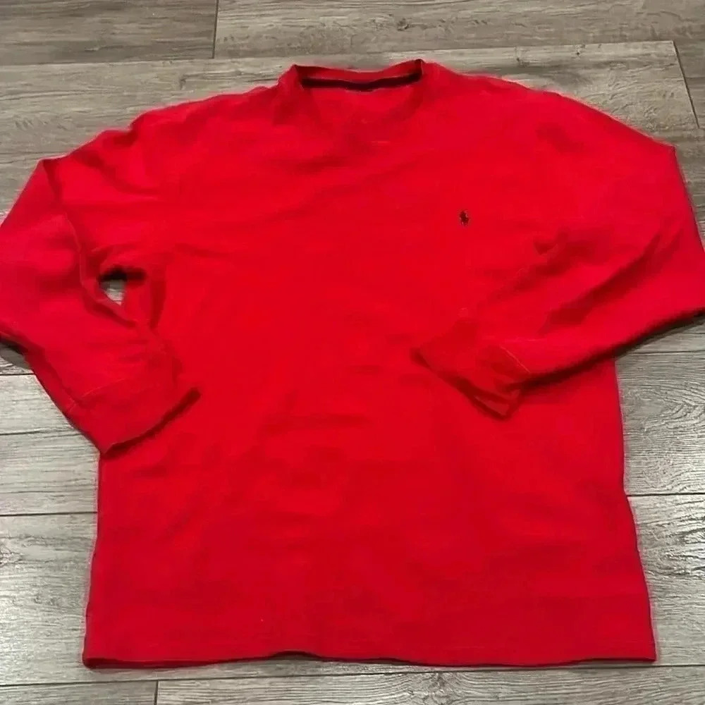 [XL]Polo  Ralph Lauren Red Crew Neck Pull Over Cotton Woven Sweatshirt